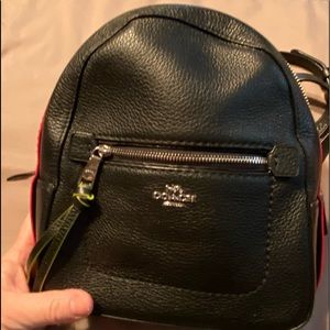 COACH black leather mini backpack